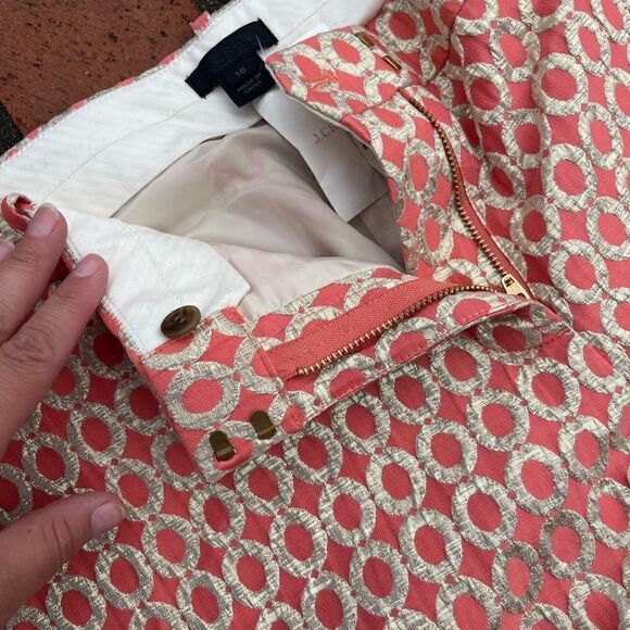 J Crew Collection Gilded Dot Metallic Cafe Capri Pants NWT - Picture 5 of 8